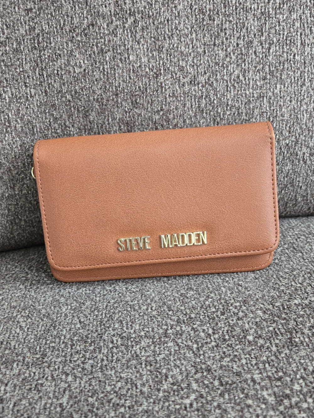 Steve Madden Brown Leatherette with Gold Logo